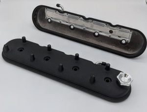 GMC LS Valve Cover - Granatelli Motor Sports - Standard Height with Angled Coil Mount - Black Wrinkle - `96-`22